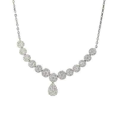 14K White Gold 3.00cttw Diamond Necklace, 18"