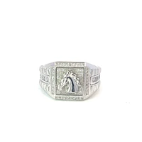 Argent Silver and Cubic Zirconia Horses Head Mens Ring