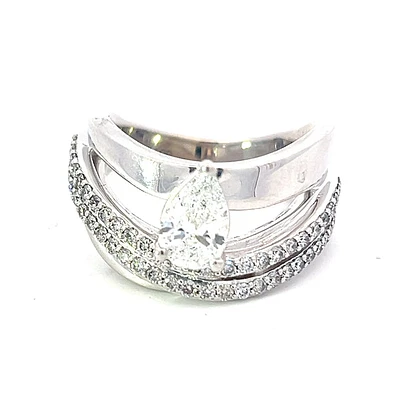14K White Gold 1.28cttw Lab Grown Pear Cut Diamond Ring