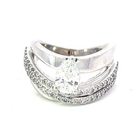 14K White Gold 1.28cttw Lab Grown Pear Cut Diamond Ring