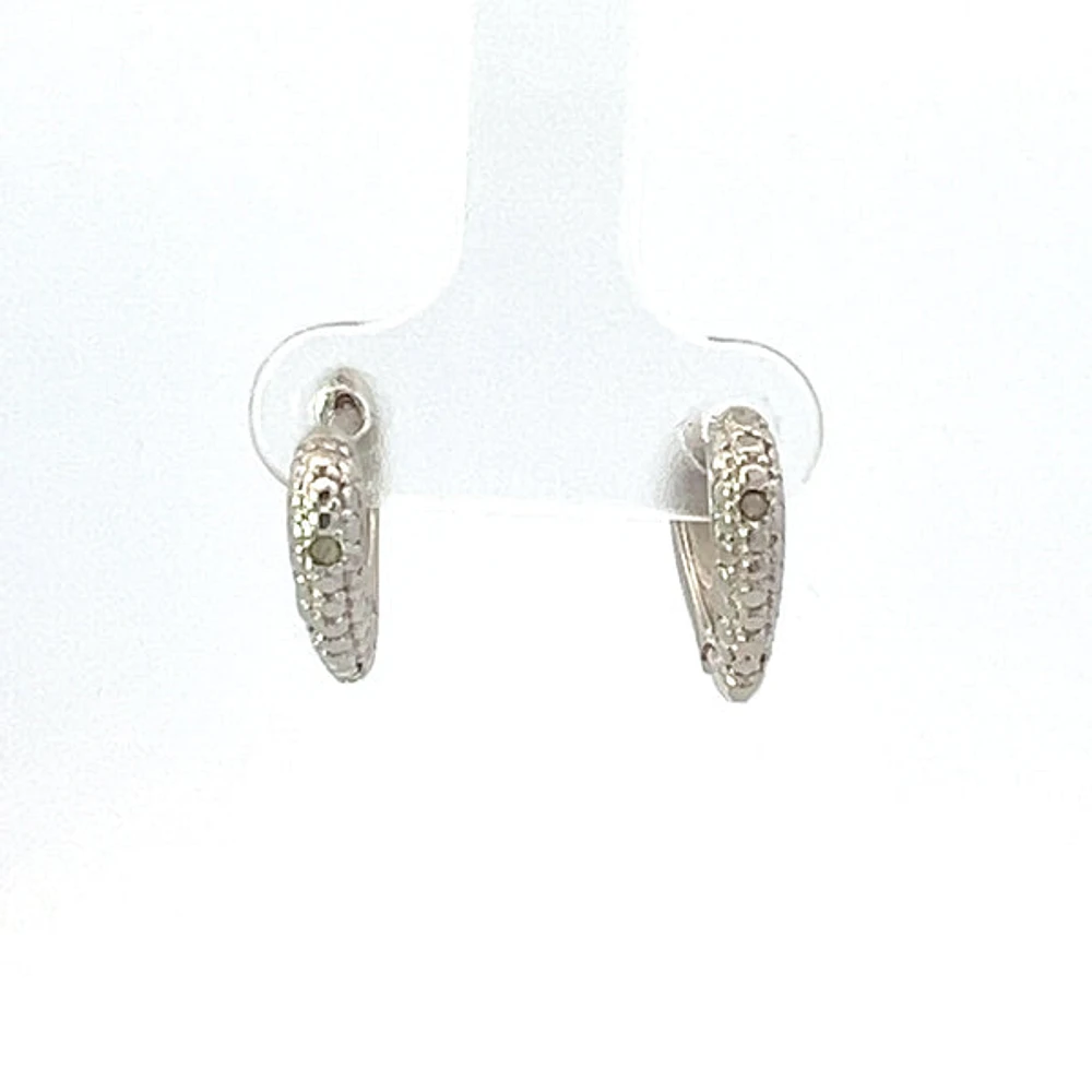 925 Silver Earrings Cubic Zirconia Heart Shaped Huggies