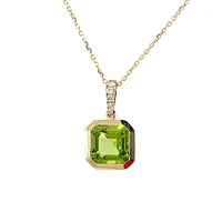 14K Yellow Gold 2.41cttw Peridot and 0.16cttw Diamond Necklace - 18 Inches