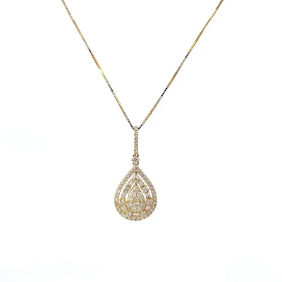 14K Yellow Gold 0.79cttw Diamond Necklace, 18"