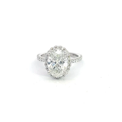 14K White Gold 3.54cttw Lab Grown Oval Cut Diamond Ring - /
