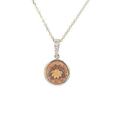 14K Yellow Gold 2.28cttw Citrine and 0.16cttw Diamond Pendant, 18"