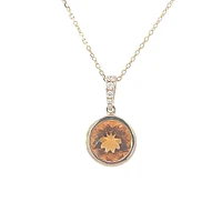 14K Yellow Gold 2.28cttw Citrine and 0.16cttw Diamond Pendant, 18"