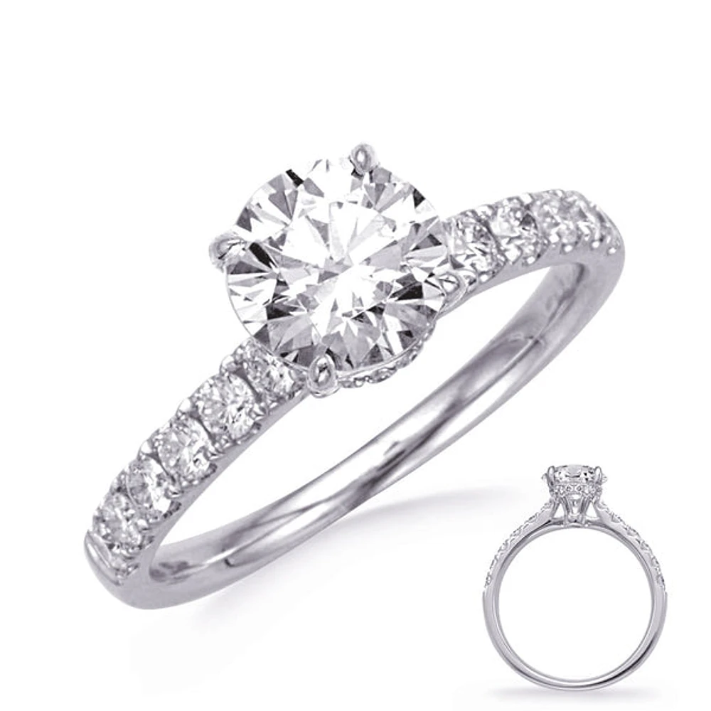 Platinum Round Brilliant Cut Diamond Ring - Mount Only (No centre diamond) / 14K Gold 5