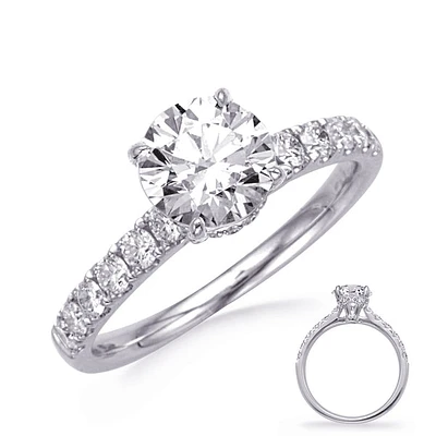 Platinum Round Brilliant Cut Diamond Ring - Mount Only (No centre diamond) / 14K Gold 5