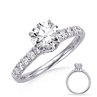 Platinum Round Brilliant Cut Diamond Ring - Mount Only (No centre diamond) / 14K Gold 5