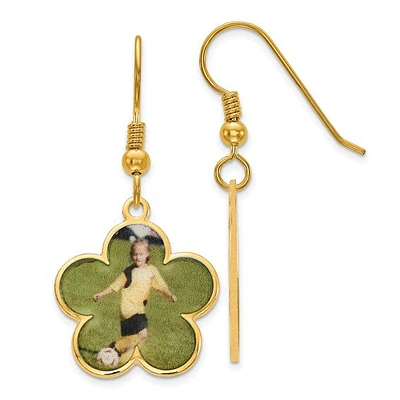 Sterling Silver/Gold-plated Flower Shaped Picture Jewelry Earrings - MADE TO ORDER