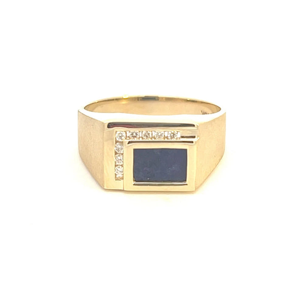 10K Yellow Gold Diamond and Lapis Lazuli Gents Ring