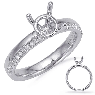 14K 2 Tone Round Brilliant Cut Diamond Ring - Mount Only (No centre diamond) / Gold