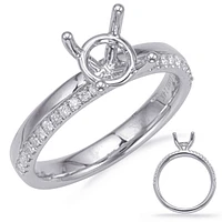14K 2 Tone Round Brilliant Cut Diamond Ring - Mount Only (No centre diamond) / Gold