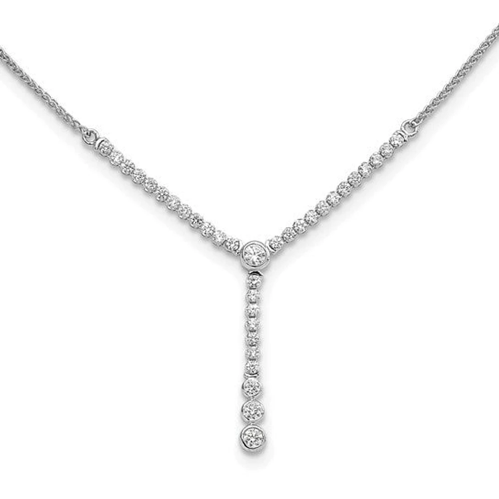 14kw 1.00cttw Lab Grown Diamond Tennis Style Bolo Necklace - Adjustable up to 20”