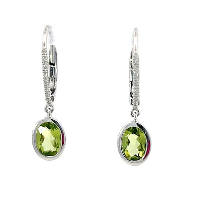 14K Gold Peridot and Diamond Earrings