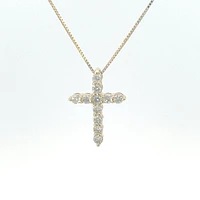 10K Yellow Gold 0.25 cttw Diamond Cross Pendant, 18"