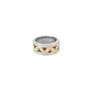 14K White & Yellow Gold Ruby and Diamond Ring - size 6.5