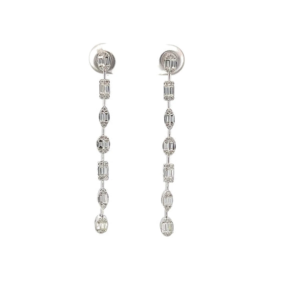 14K White Gold 0.89cttw Diamond Earrings