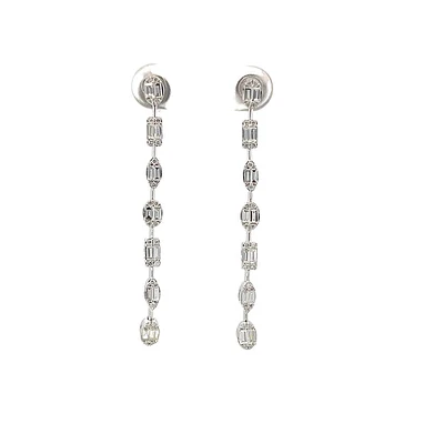 14K White Gold 0.89cttw Diamond Earrings