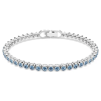 Swarovski Imber Emily Tennis bracelet, Round cut, Blue, Rhodium plated 5734239