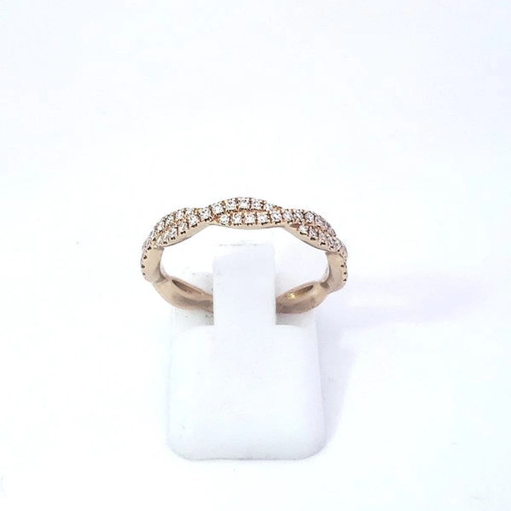 14K Yellow Gold Wavy Diamond Band