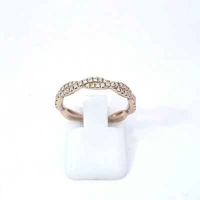 14K Yellow Gold Wavy Diamond Band