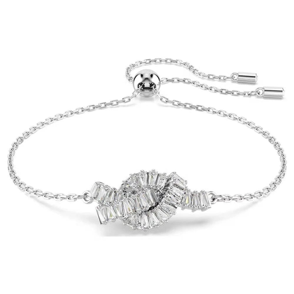 Swarovski Matrix bracelet, Baguette cut, Knot, White, Rhodium plated 5731101