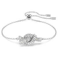 Swarovski Matrix bracelet, Baguette cut, Knot, White, Rhodium plated 5731101