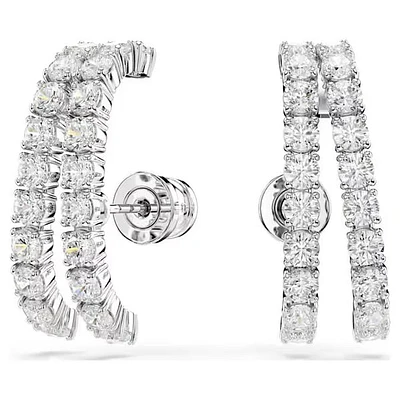 Swarovski - Matrix ear cuffs, Round cut, White, Rhodium plated 5705835