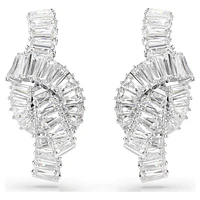 Swarovski Matrix earrings, Baguette cut, Knot, White, Rhodium plated 5727040