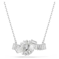 Swarovski Matrix pendant, Baguette cut, Knot, White, Rhodium plated 5728553