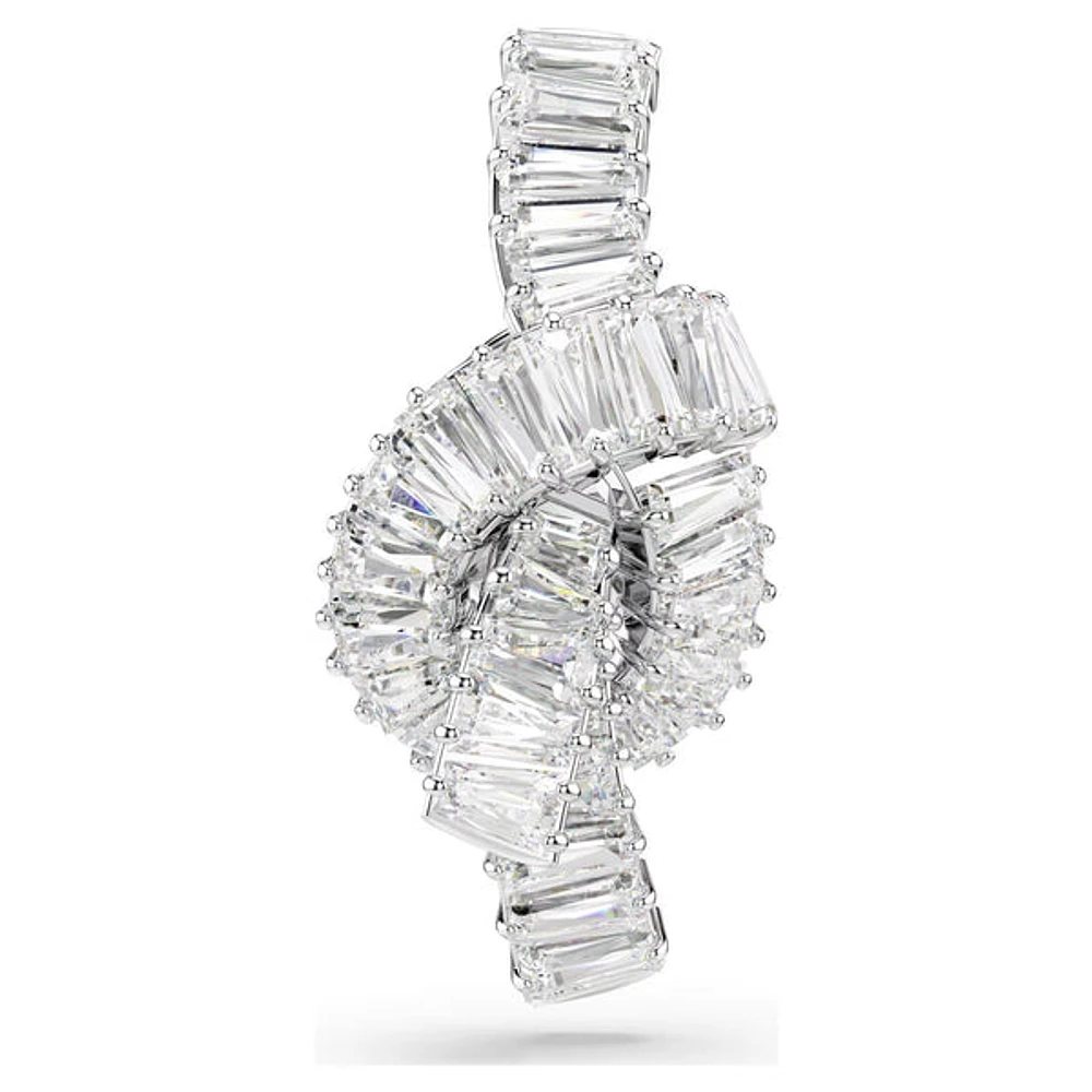 Swarovski Matrix tack pin, Baguette cut, Knot, White, Rhodium plated 5731102