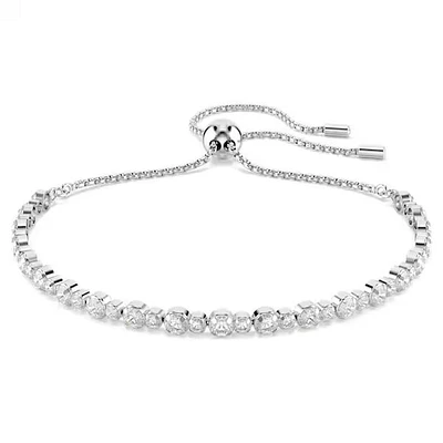 Swarovski - Matrix Tennis bracelet, Mixed round cuts, White, Rhodium plated 5677813