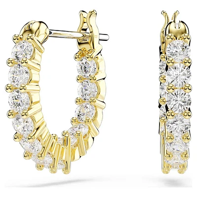 Swarovski Matrix Vittore hoop earrings, Round cut, White, Gold-tone plated 5733398