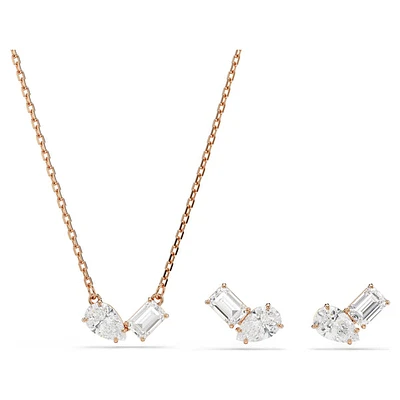 Swarovski Mesmera set, Pear cut, Octagon cut, White, Rose gold-tone plated 5734246
