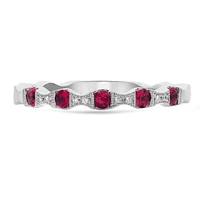 14K White Gold Ruby & Diamond Ring