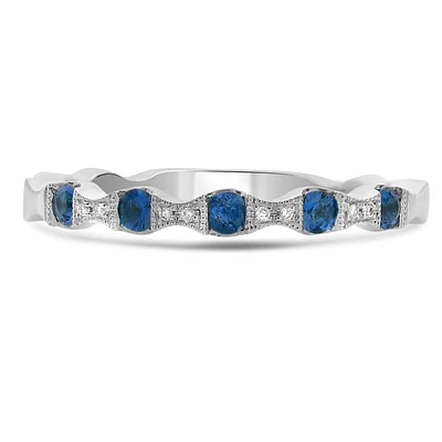 14K White Gold Sapphire & Diamond Ring