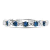 14K White Gold Sapphire & Diamond Ring