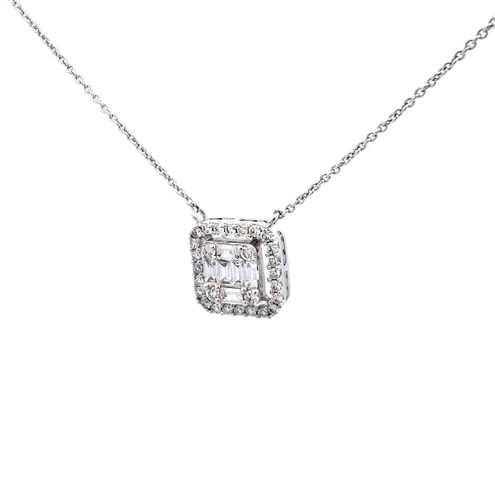14K White Gold cttw Diamond Pendant