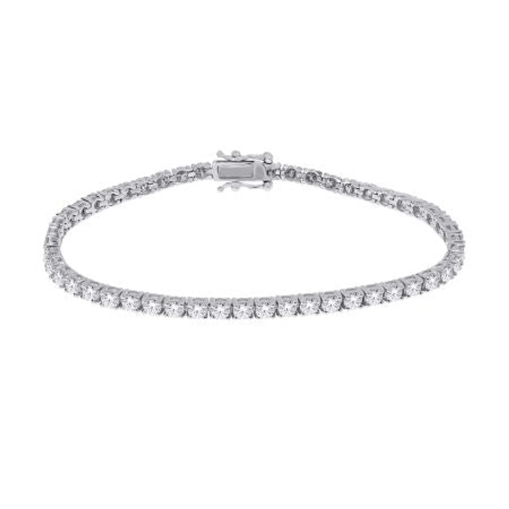 Silver Lab Grown 1.00 - 5.00cttw Round Brilliant Cut Diamond Tennis Bracelet