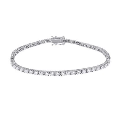 Silver Lab Grown 1.00 - 5.00cttw Round Brilliant Cut Diamond Tennis Bracelet
