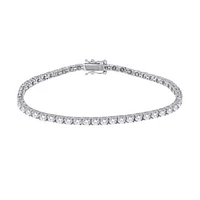 Silver Lab Grown 1.00 - 5.00cttw Round Brilliant Cut Diamond Tennis Bracelet