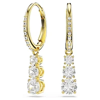 Swarovski Stilla Attract hoop earrings, Round cut, White, Gold-tone plated 5723300