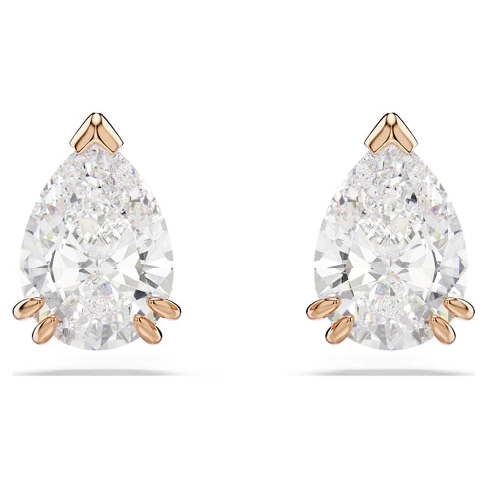 Swarovski Stilla stud earrings, Pear cut, White, Rose gold-tone plated 5734248