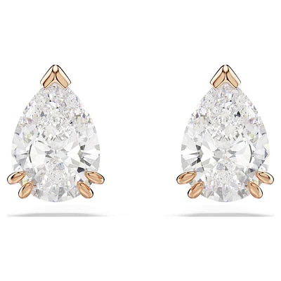 Swarovski Stilla stud earrings, Pear cut, White, Rose gold-tone plated 5734248