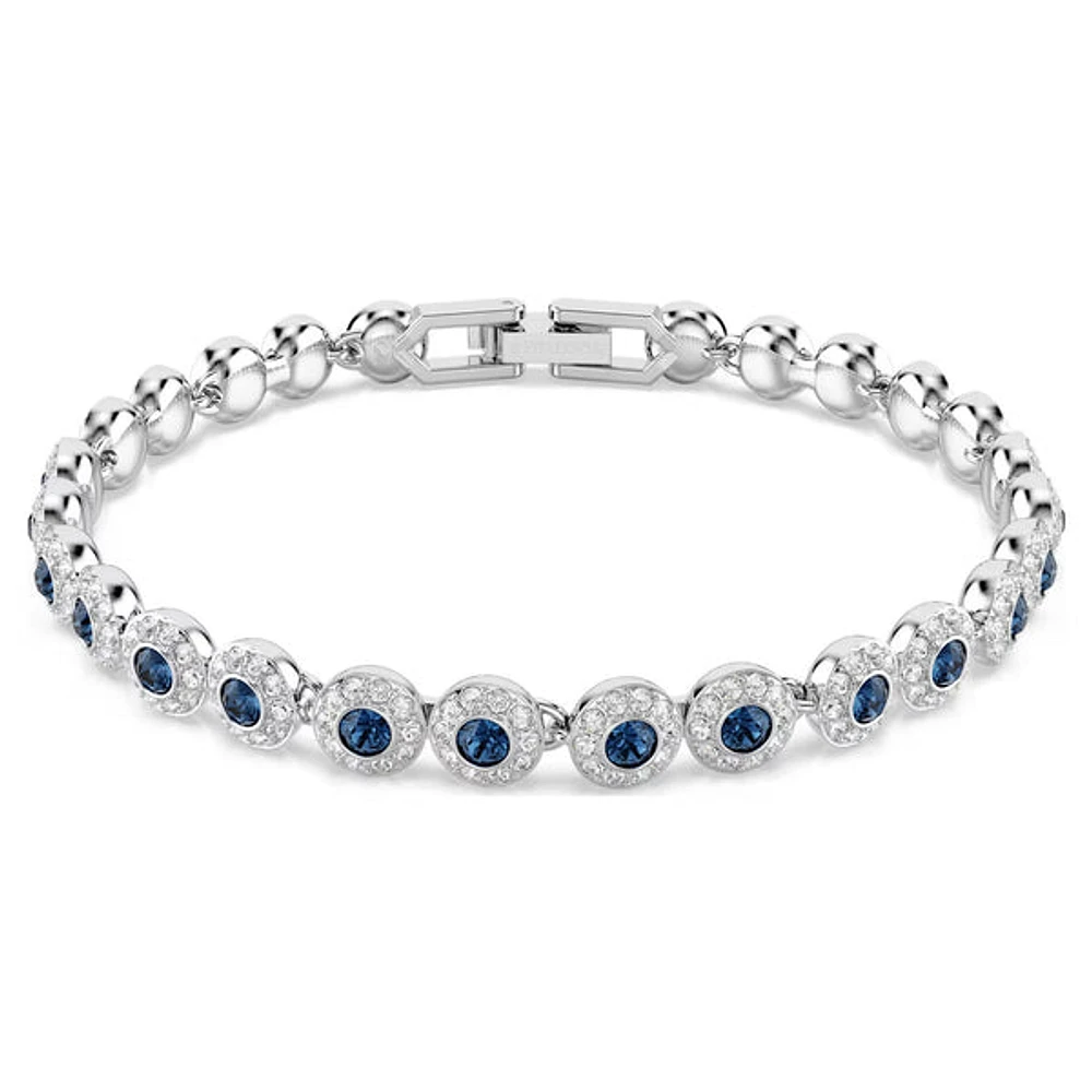 Swarovski Una Angelic Tennis bracelet, Round cut, Blue, Rhodium plated 5733401