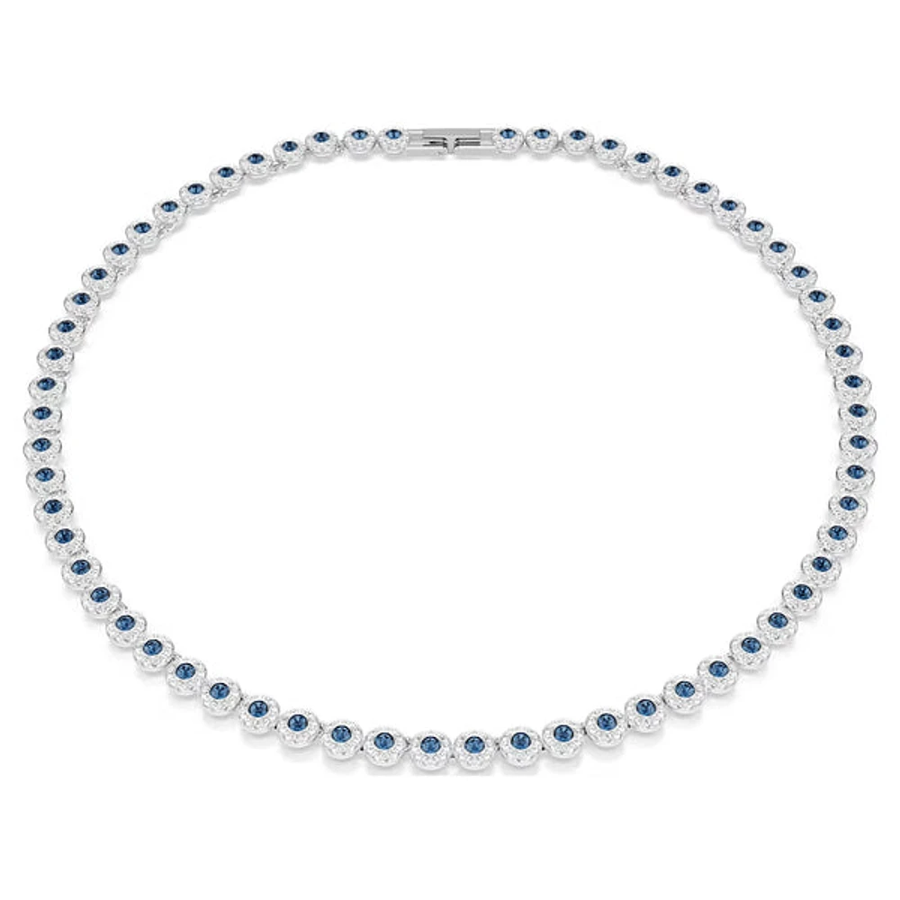 Swarovski Una Angelic Tennis necklace, Round cut, Blue, Rhodium plated 5733402