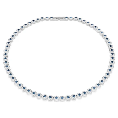 Swarovski Una Angelic Tennis necklace, Round cut, Blue, Rhodium plated 5733402