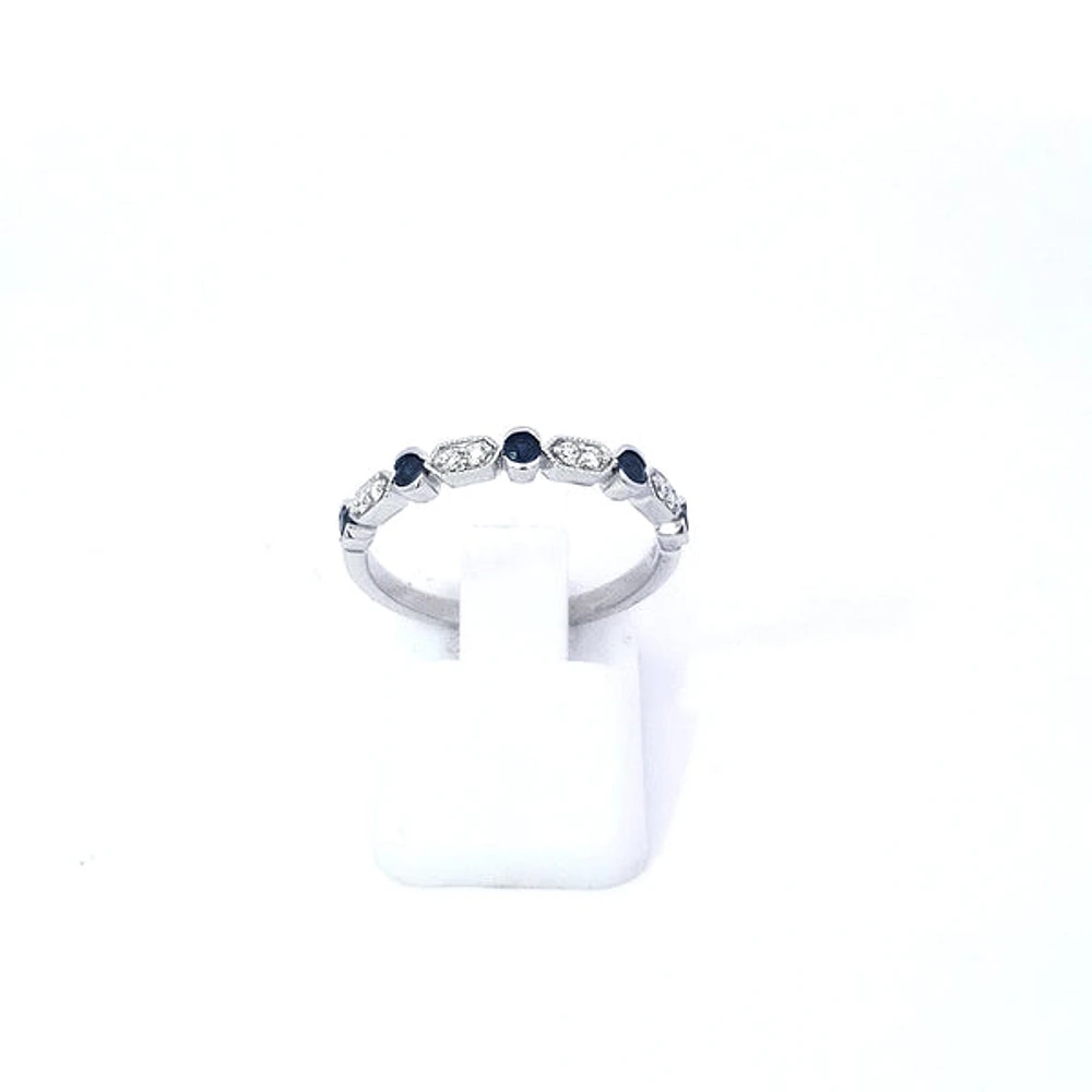 14K White Gold Sapphire & Diamond Ring