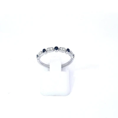 14K White Gold Sapphire & Diamond Ring